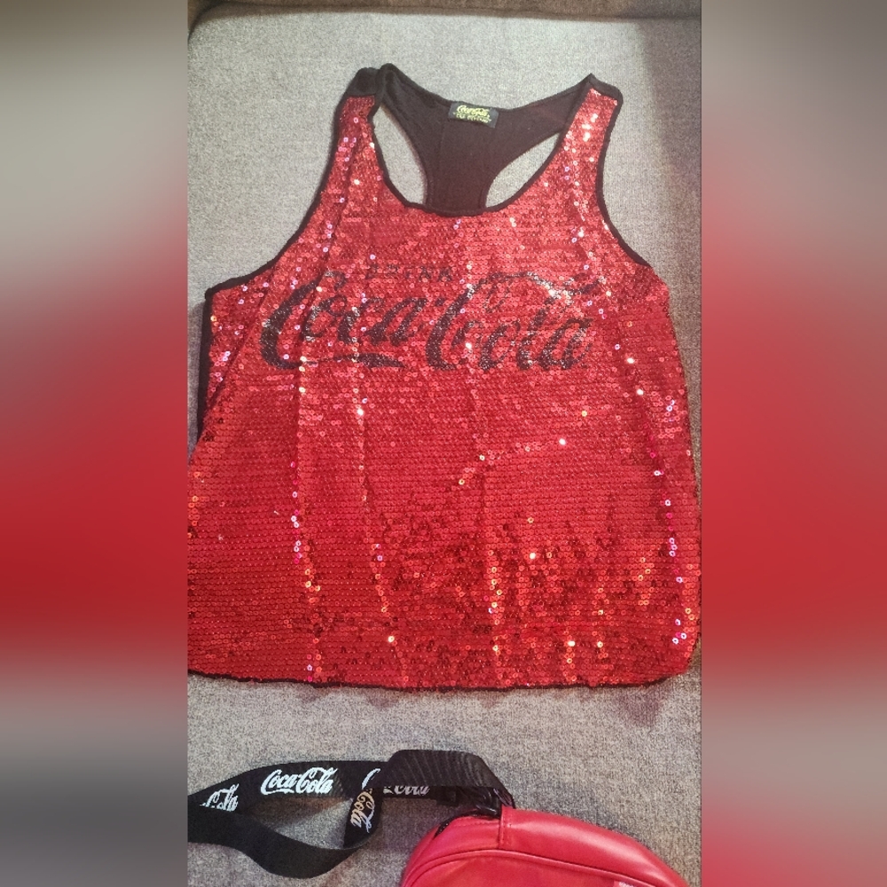 COCA-COLA red front requined, black back tank top